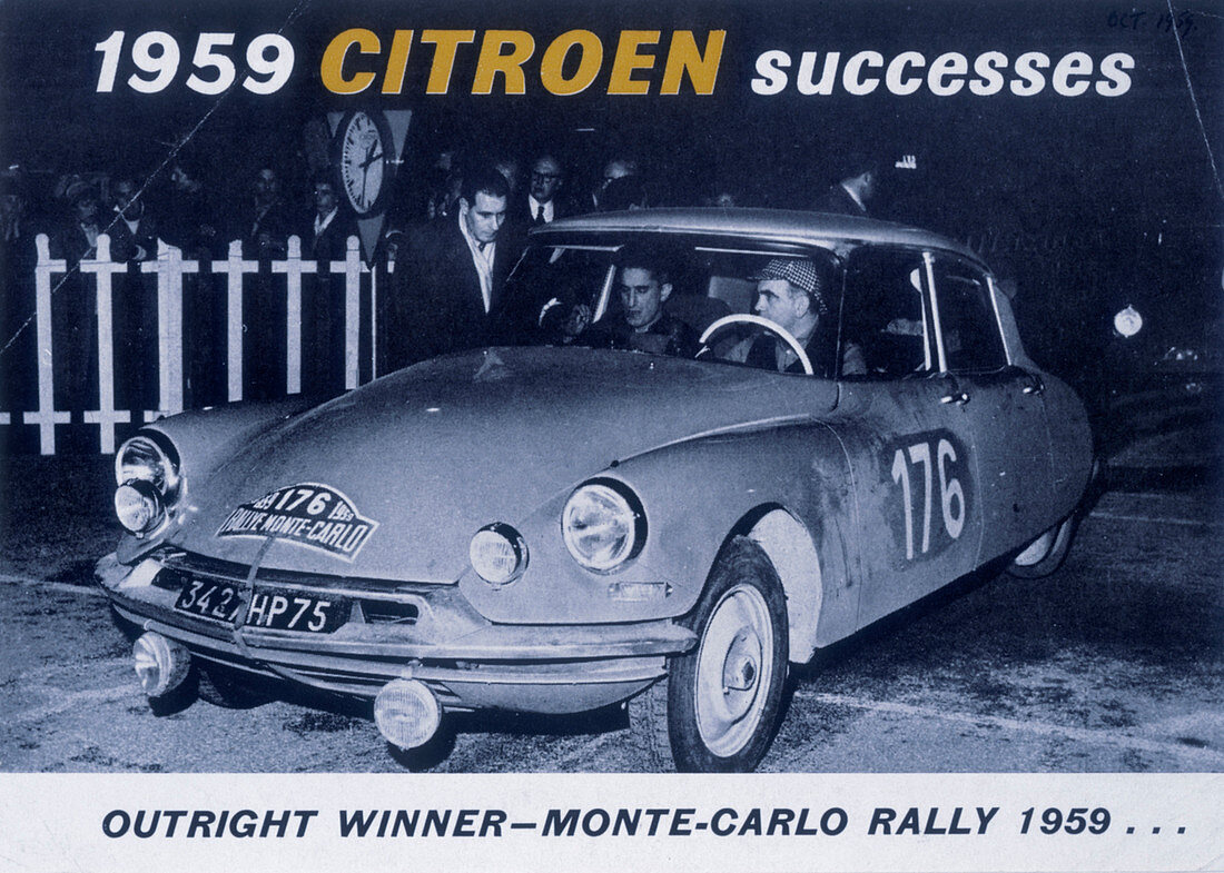 Advertising the Citroen Monte Carlo Rally winner, 1959