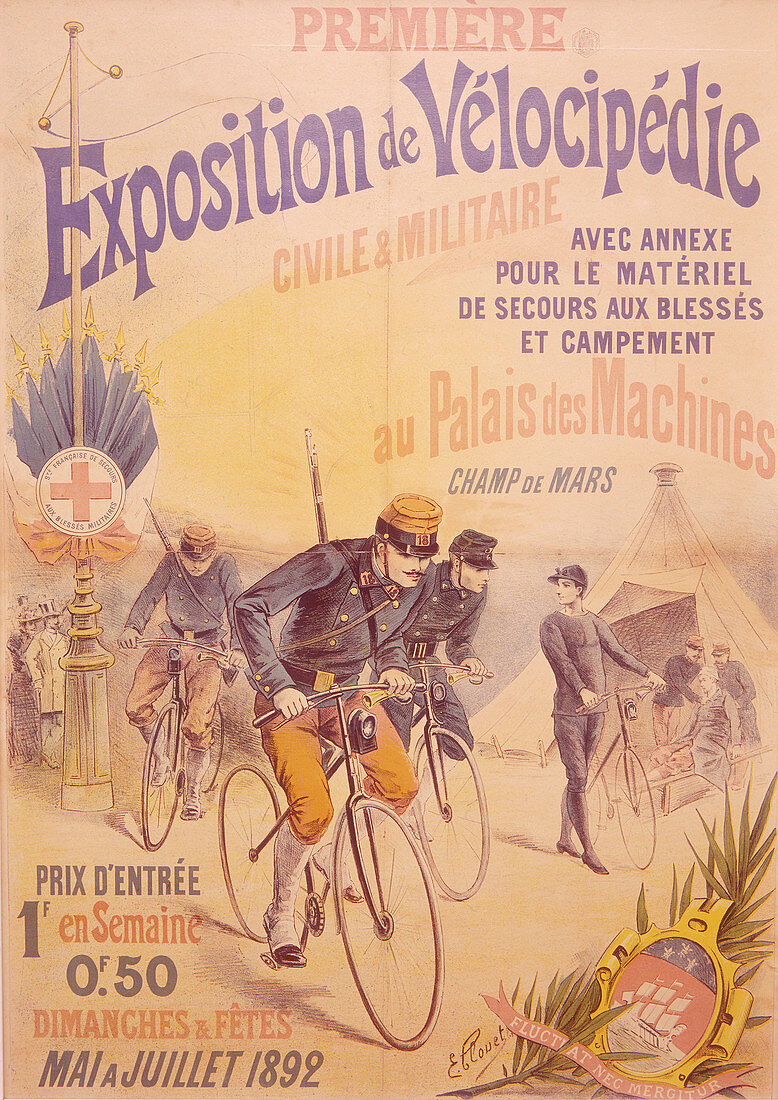 Poster advertising a bicycle exposition, 1892