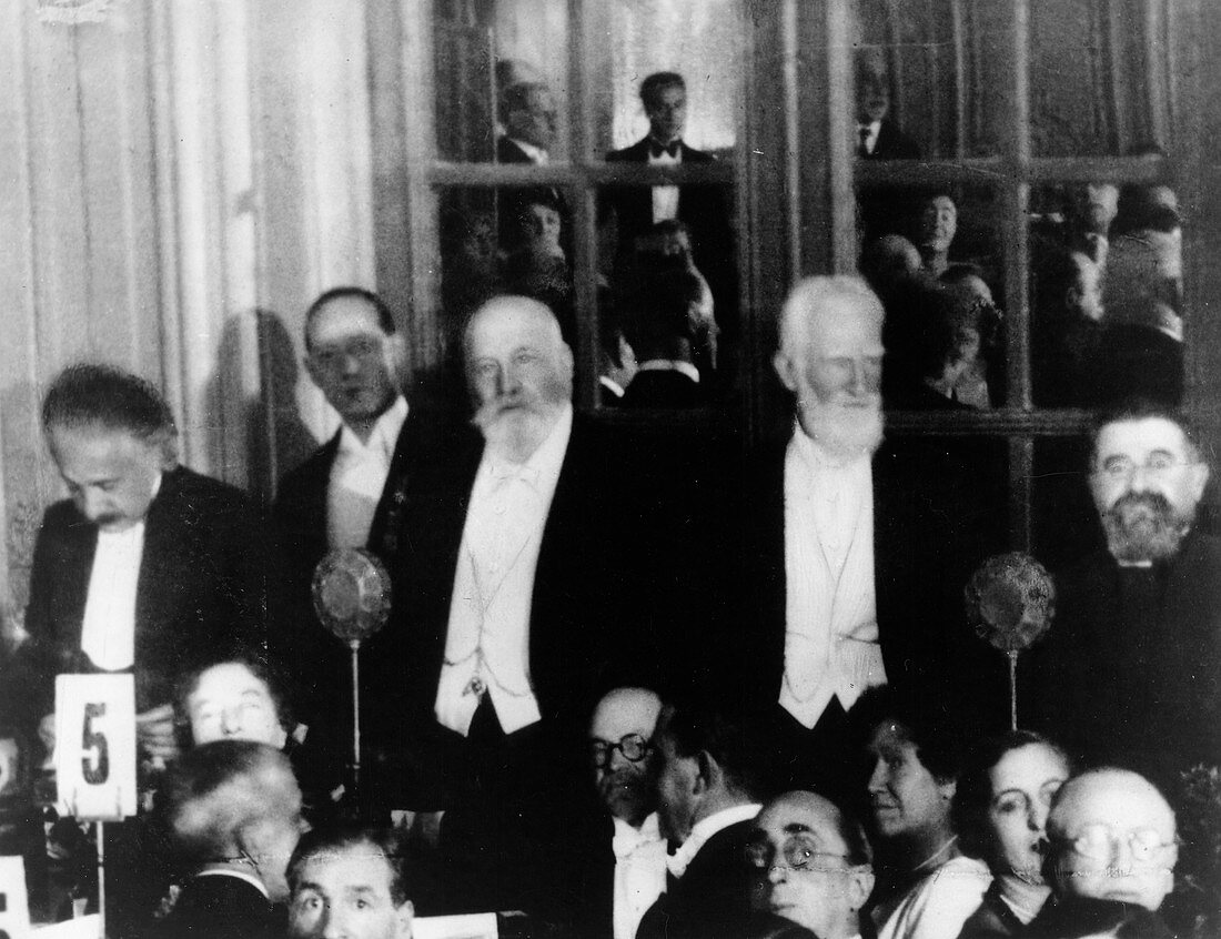 Albert Einstein, George Bernard Shaw, and H.G. Wells, 1930