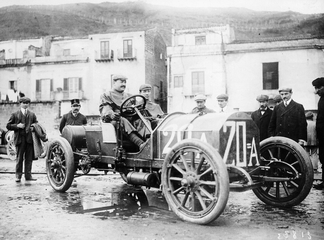 Vincenzo Lancia, Targa Florio race, Sicily, 1907