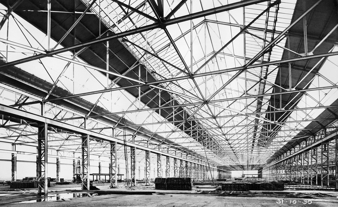 Ford plant during construction, Dagenham, Essex, 1930