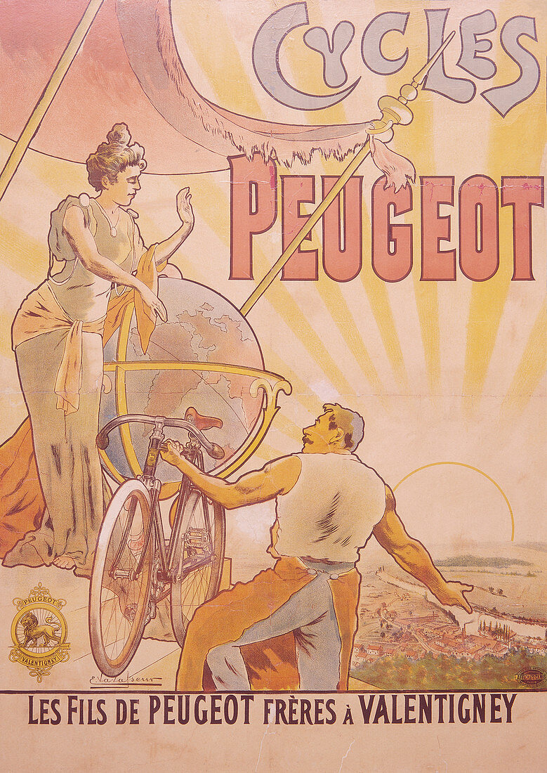 Poster advertising Peugeot bicycles