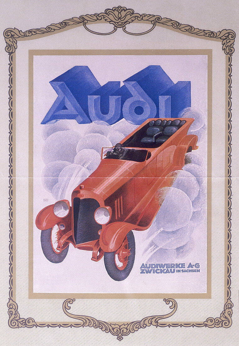 Poster advertising Audi cars, 1922