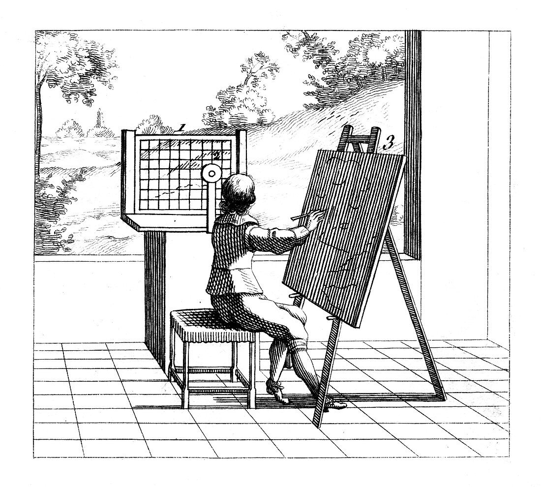 Figure practising perspective drawing, 1639