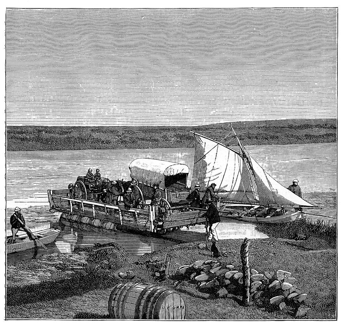 A ferry on the Vaal River, Transvaal, South Africa, c1890