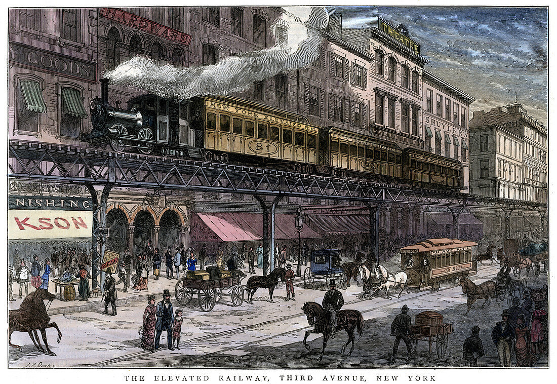 The Elevated Railway, Third Avenue, New York', 1879