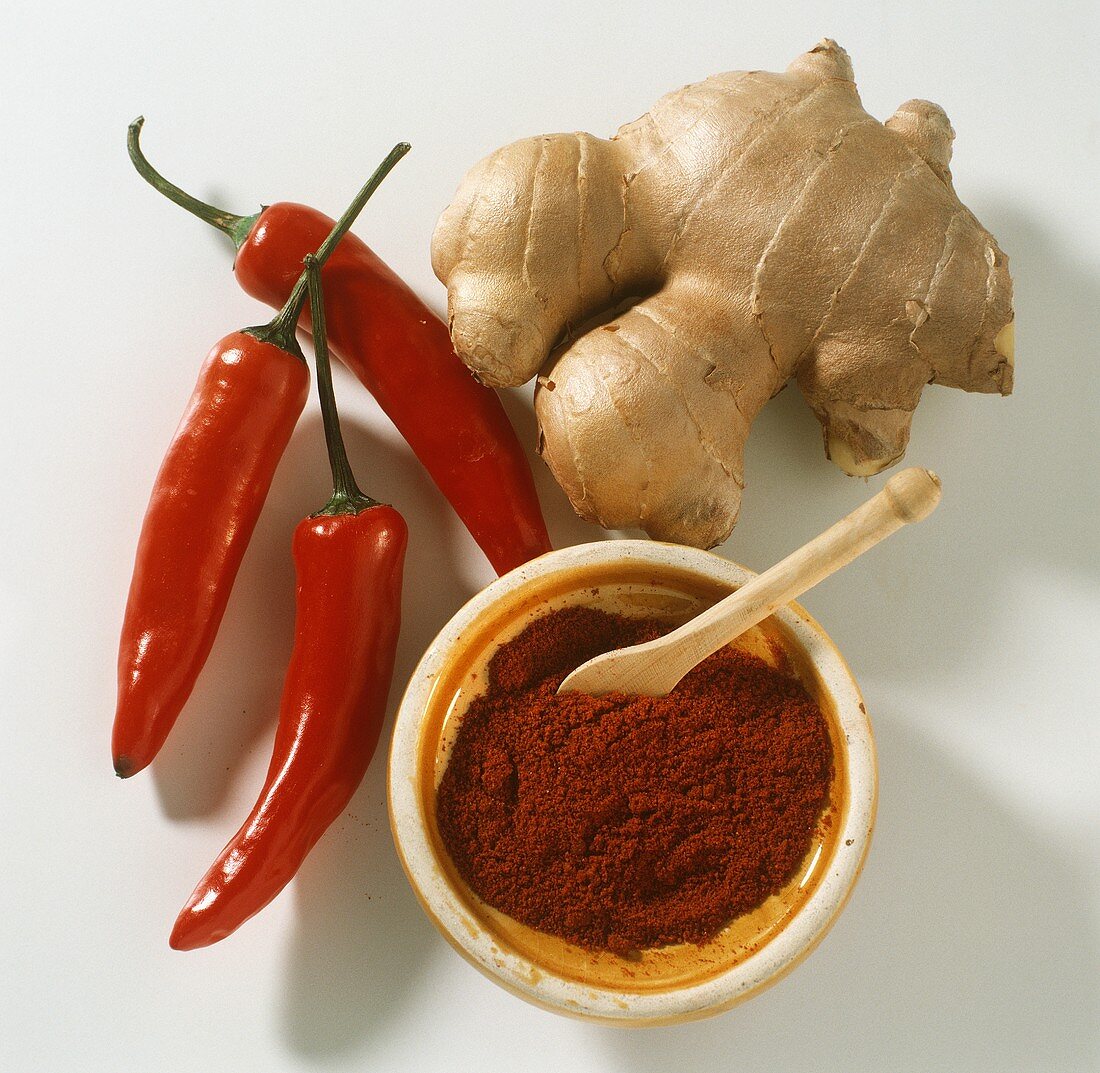 Chili Peppers Ginger Root and Paprika