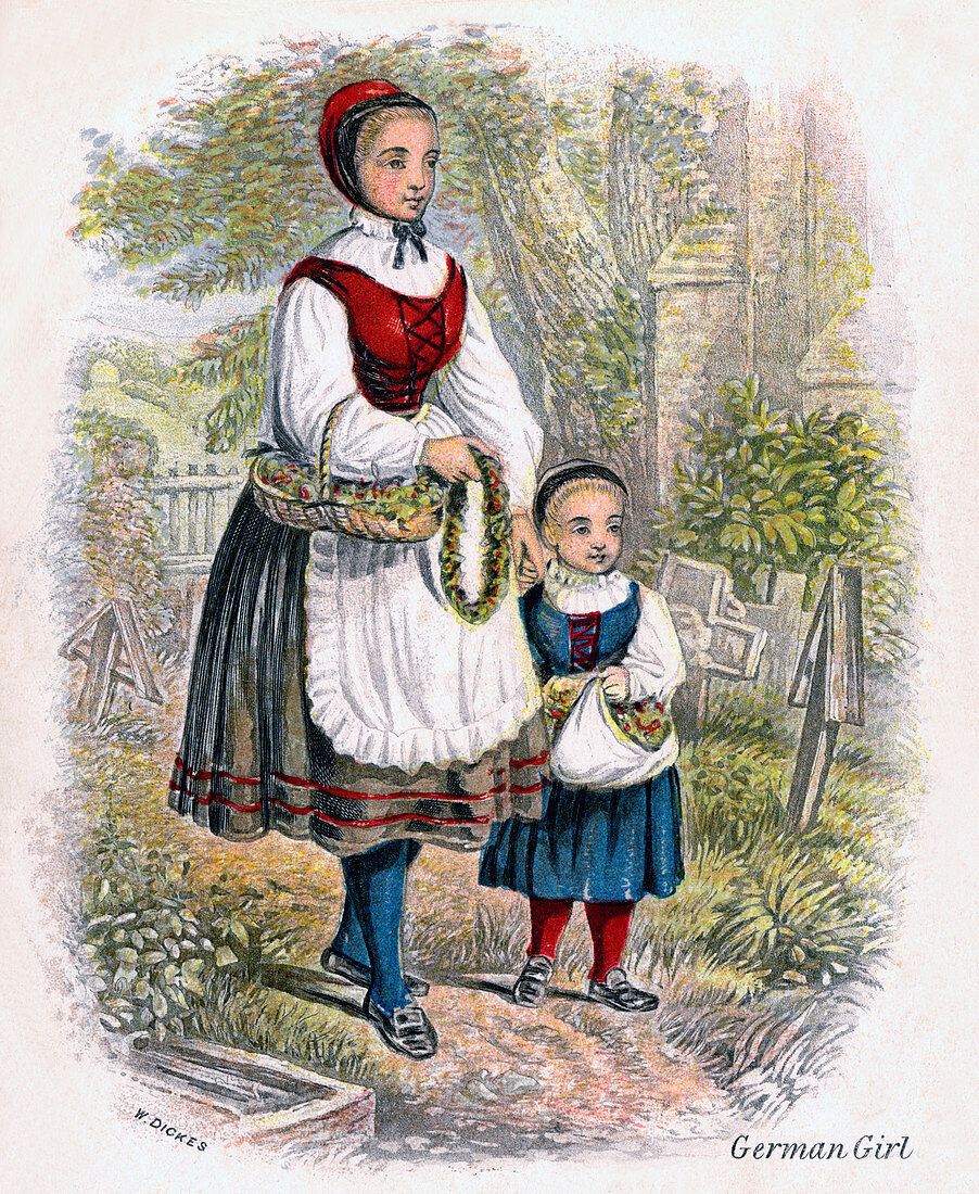 Two German Girls with Baskets of Flowers', 1809