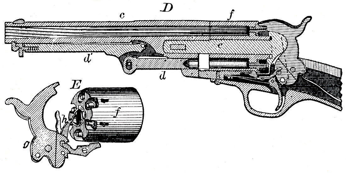 Sectional view of the Colt revolver, c1880