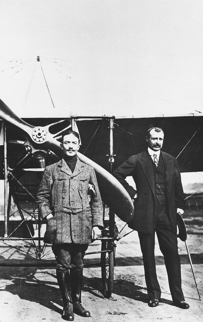 Louis Bleriot, French aviator and Adolphe Pegoud, air ace