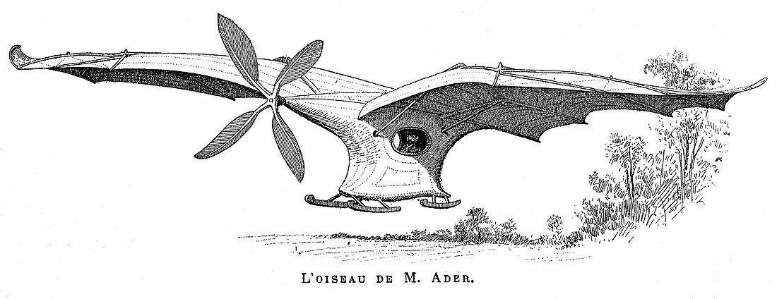 Clement Ader's flying bird 'Eole', 1890