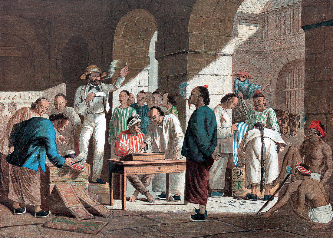 Sale of English goods in Canton, 1858