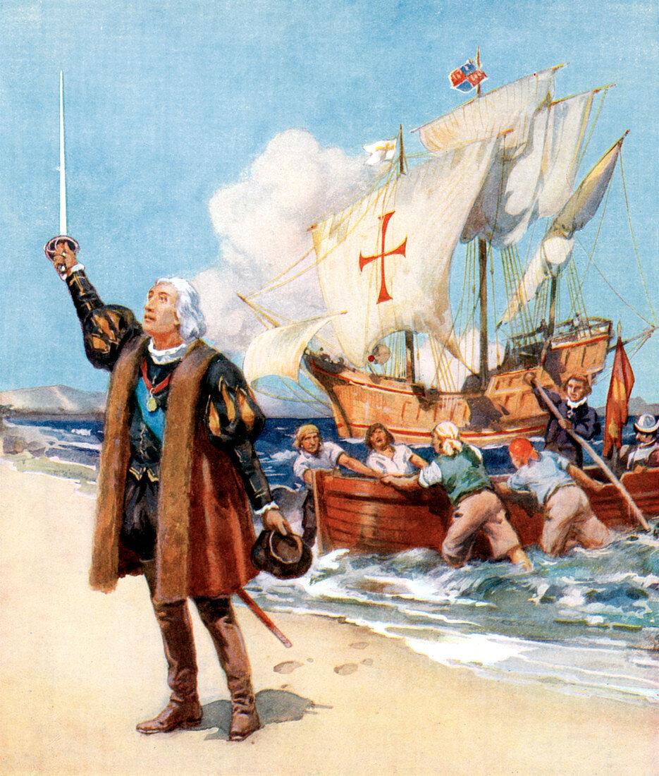 Christopher Columbus landing in America, 1492