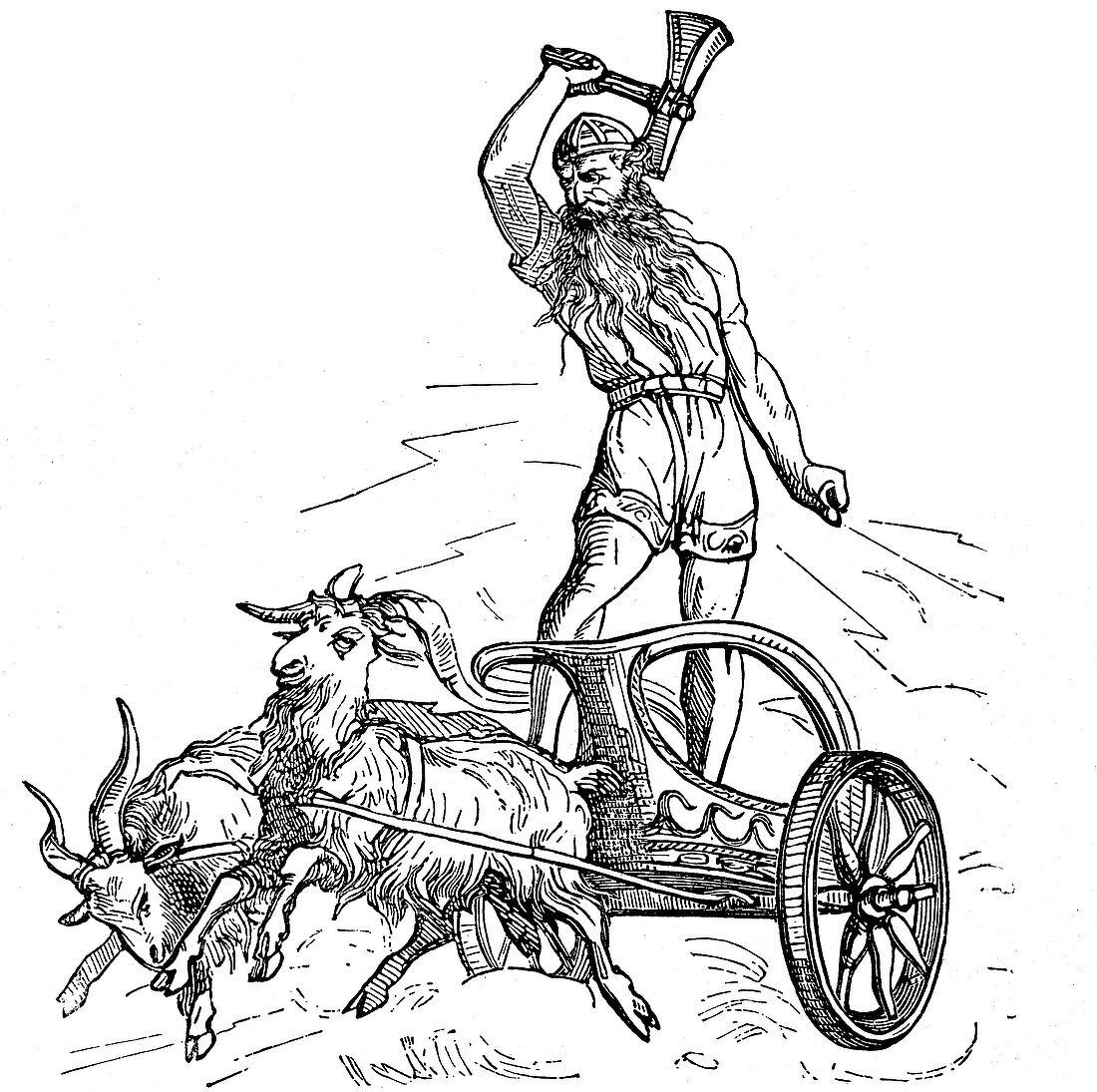 Thor riding in chariot drawn by goats