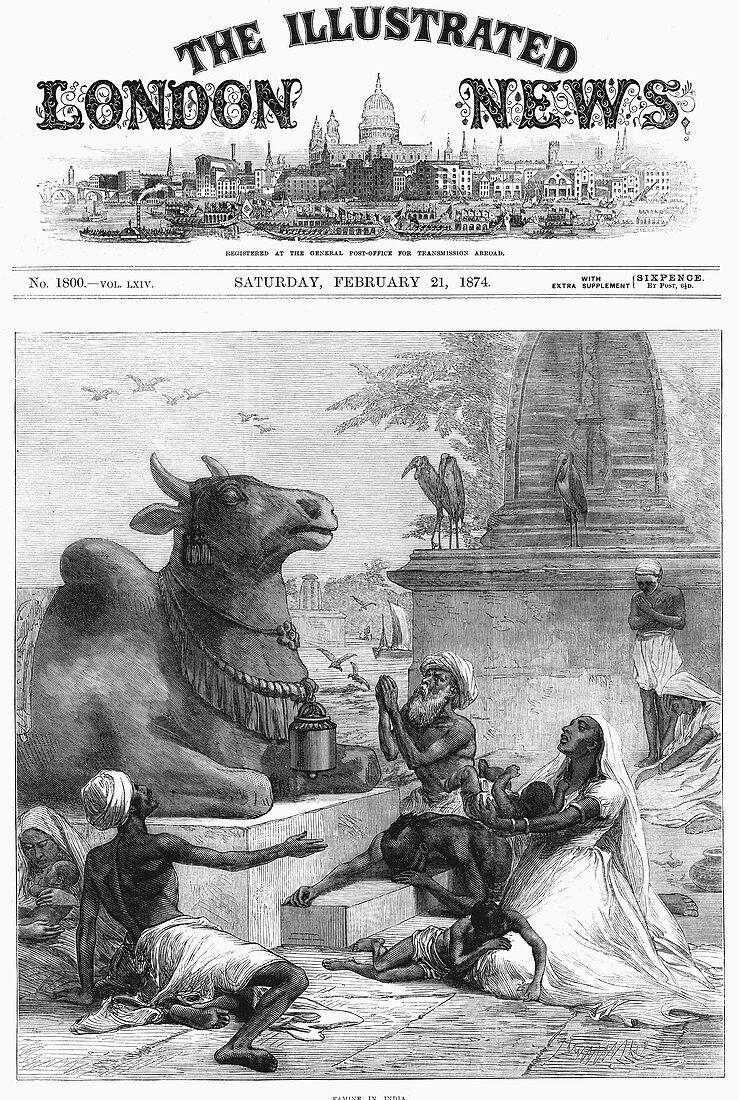 Praying to Nandi for relief from Famine, Bengal, India, 1874