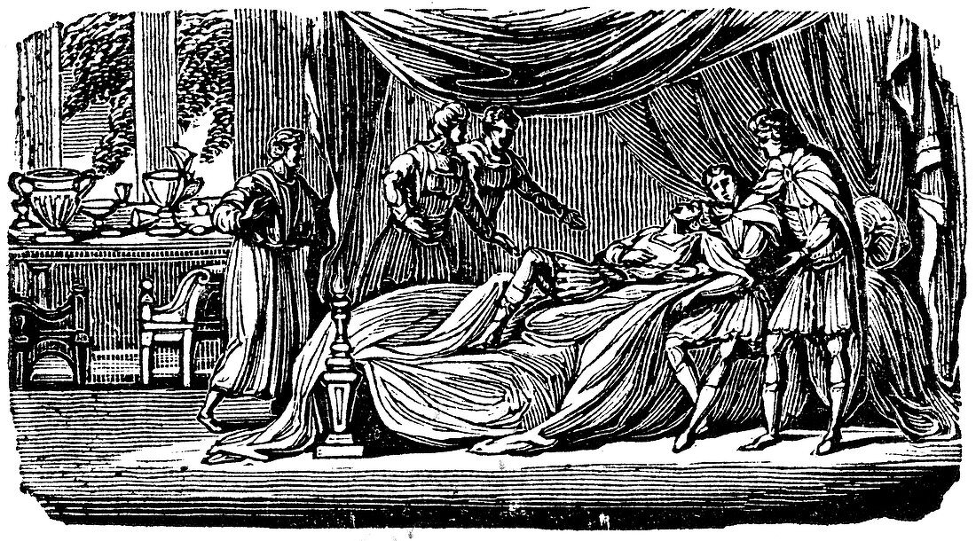 Alexander the Great (356-323 BC) on his deathbed, 1830