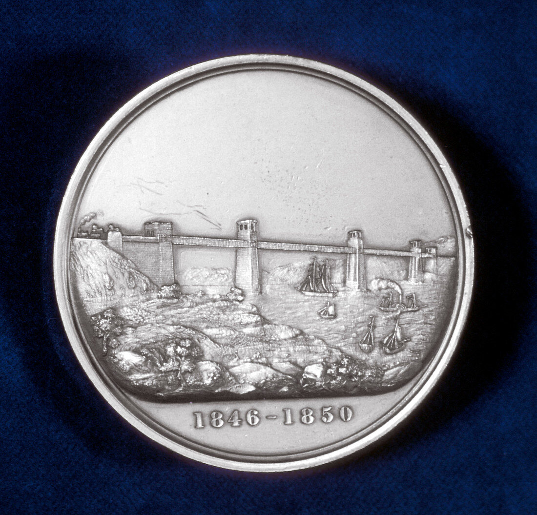 Medal commemorating building of the Britannia Tubular Bridge