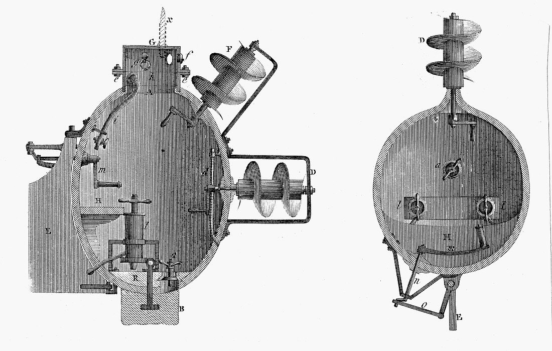 Turtle', submarine designed by David Bushnell, 1787
