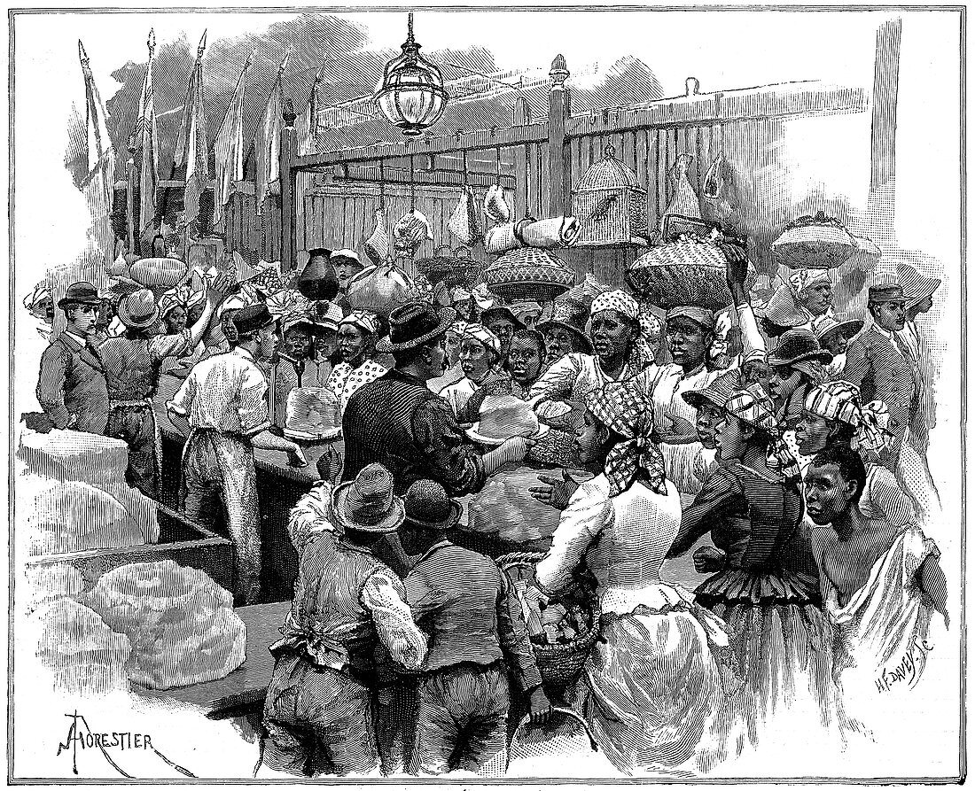 Ice stall in the market, Georgetown, Demerara, Guyana, 1888