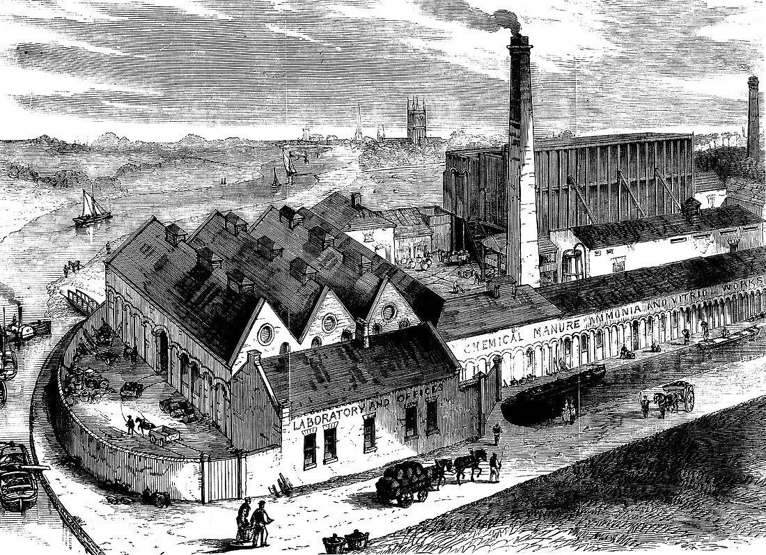 Webb's chemical factory, Diglis, Worcestershire, c1860