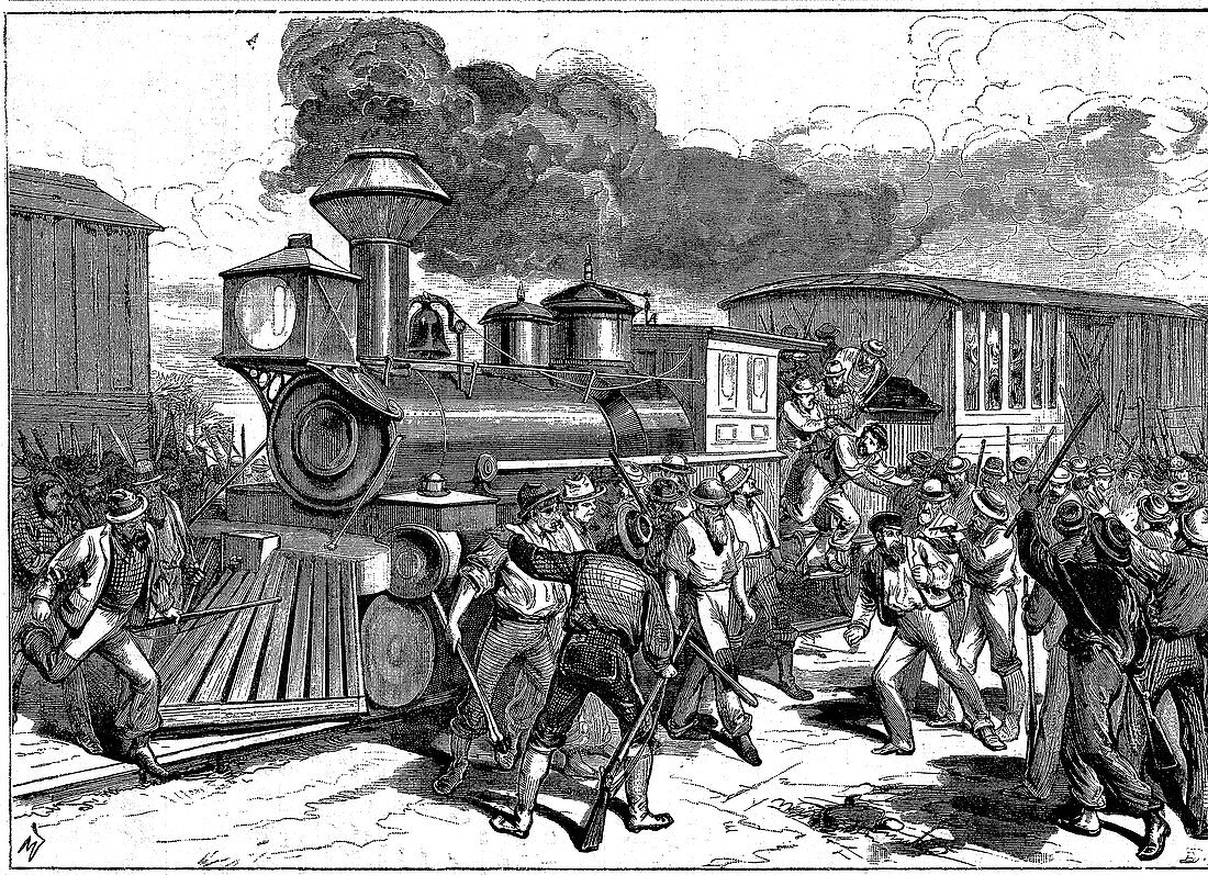Riot by railroad workers at Martinsburg, USA