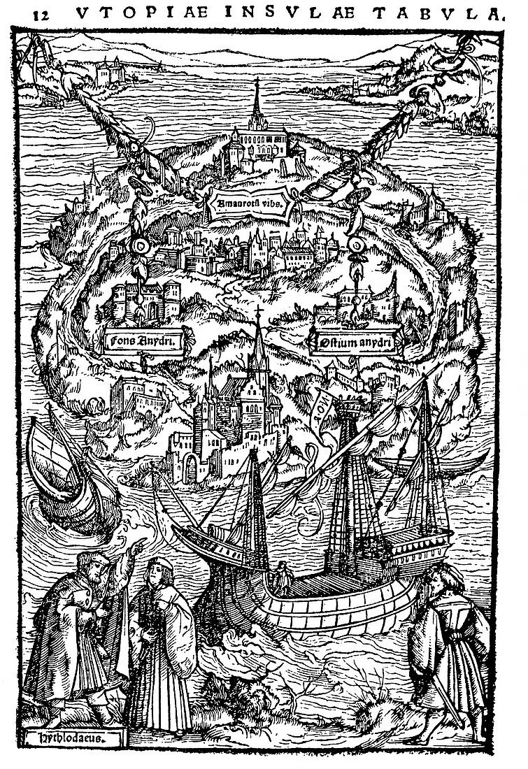 Plan of the island of Utopia, 1518