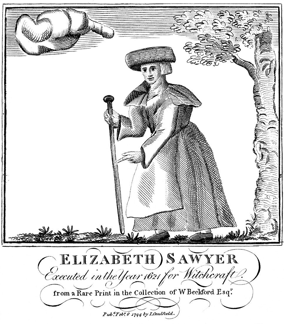 Elizabeth Sawyer, executed as a witch in England in 1621