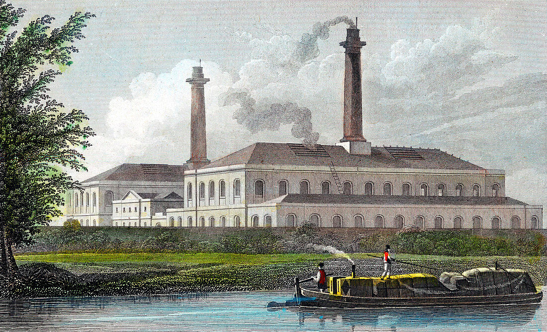 Gasworks on Regent's Canal, London, 1828