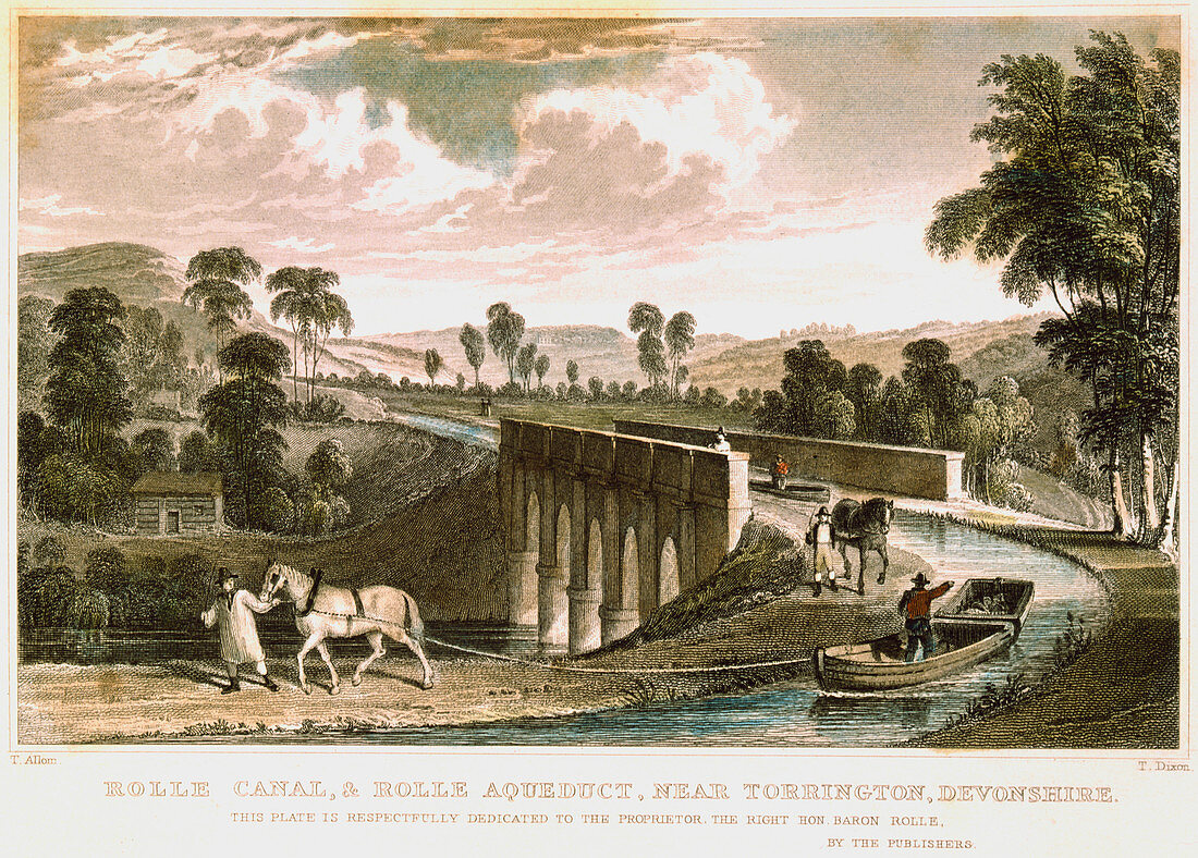 Rolle Canal and Aqueduct, near Torrington, Devon, 1829