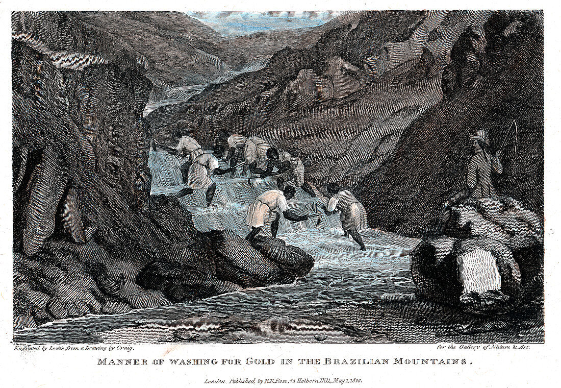 Manner of Washing for Gold in the Brazilian Mountains', 1814