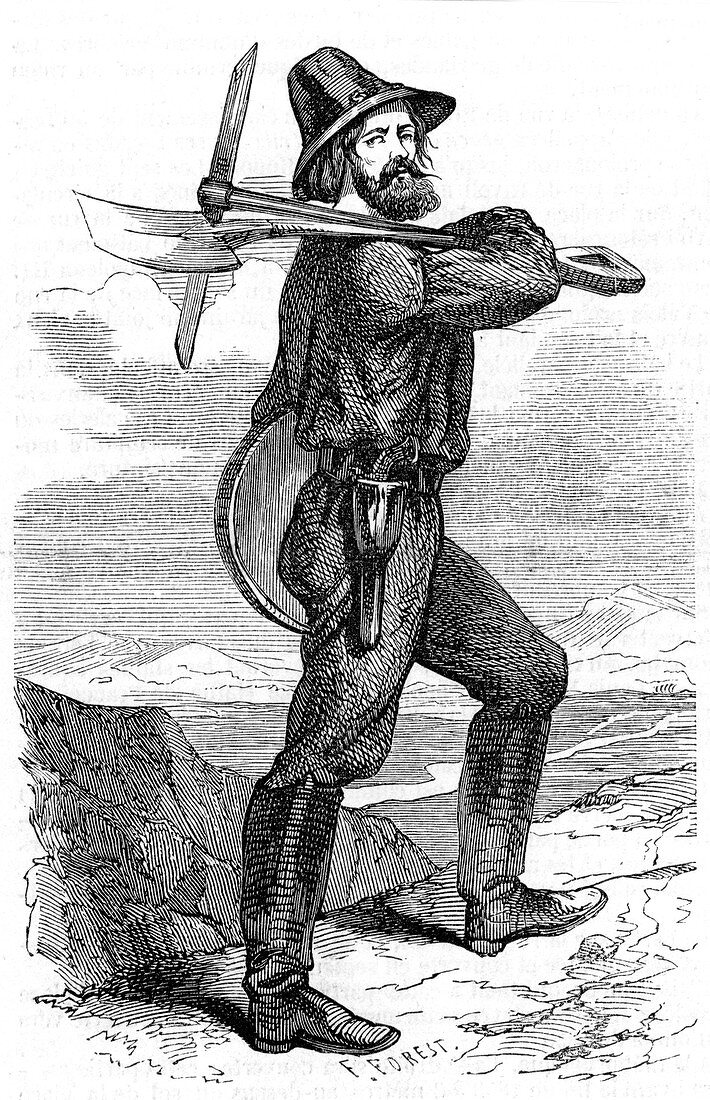 Mining prospector in the Californian gold fields, 1853