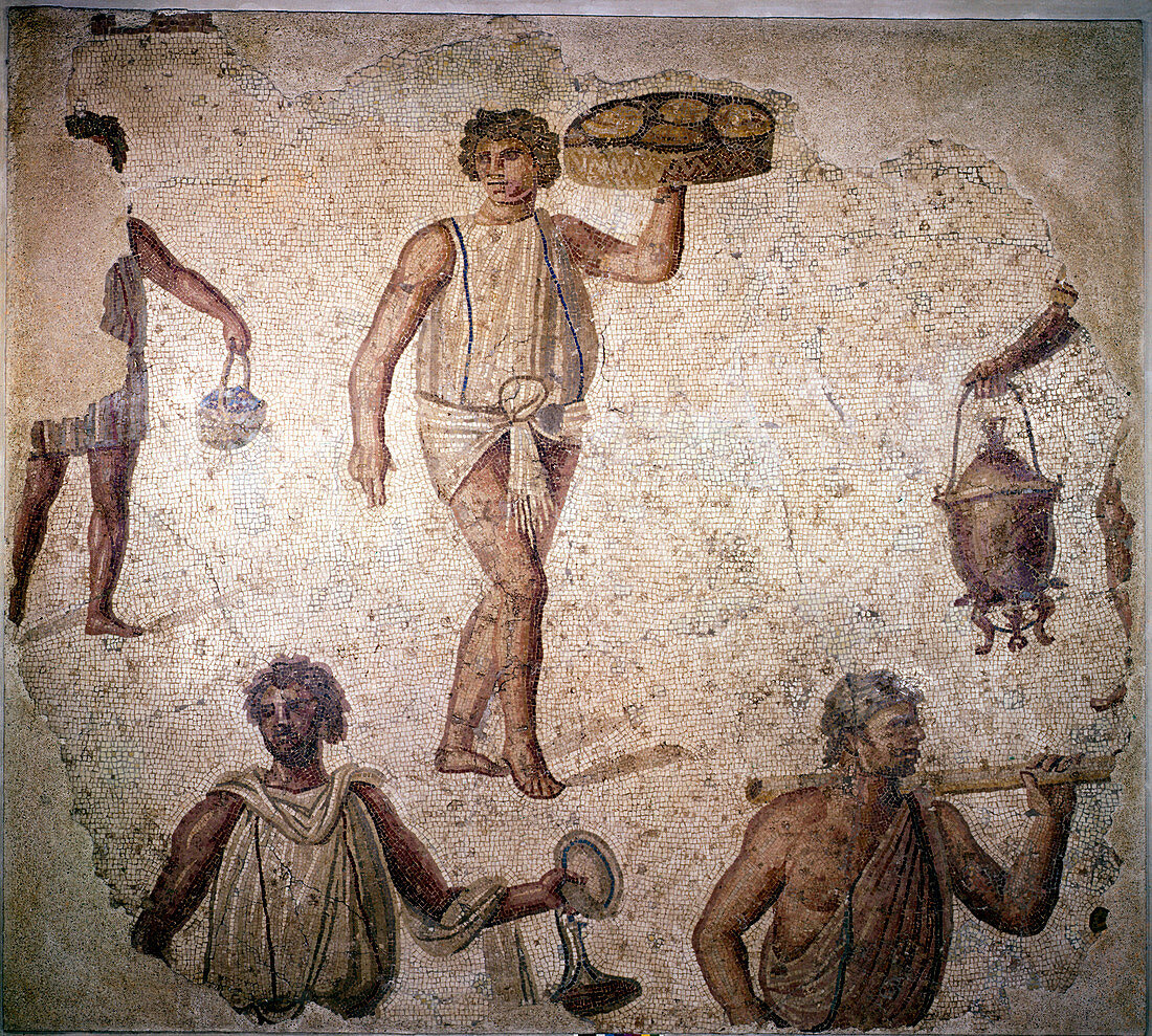 Slaves making preparations for a feast, 2nd century