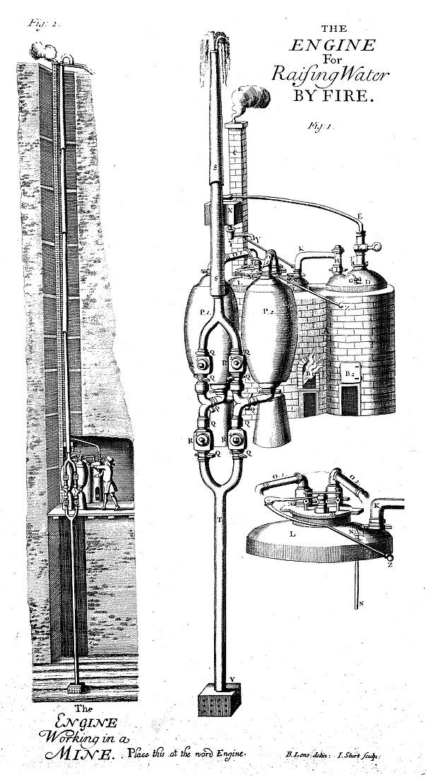 Thomas Savery's steam pump or 'the miner's friend', 1702