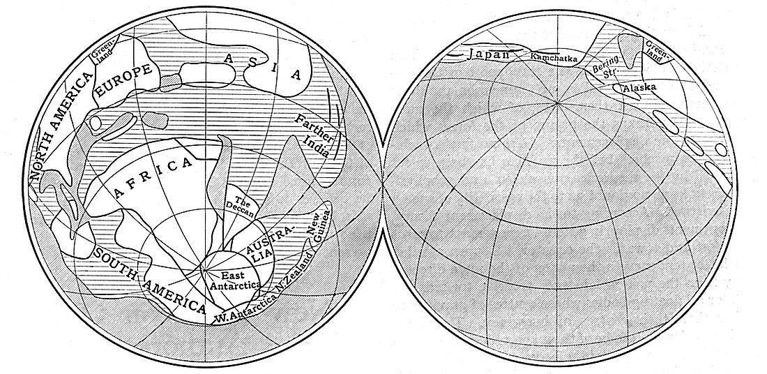 Diagram of the Earth during the Carboniferous period, 1922