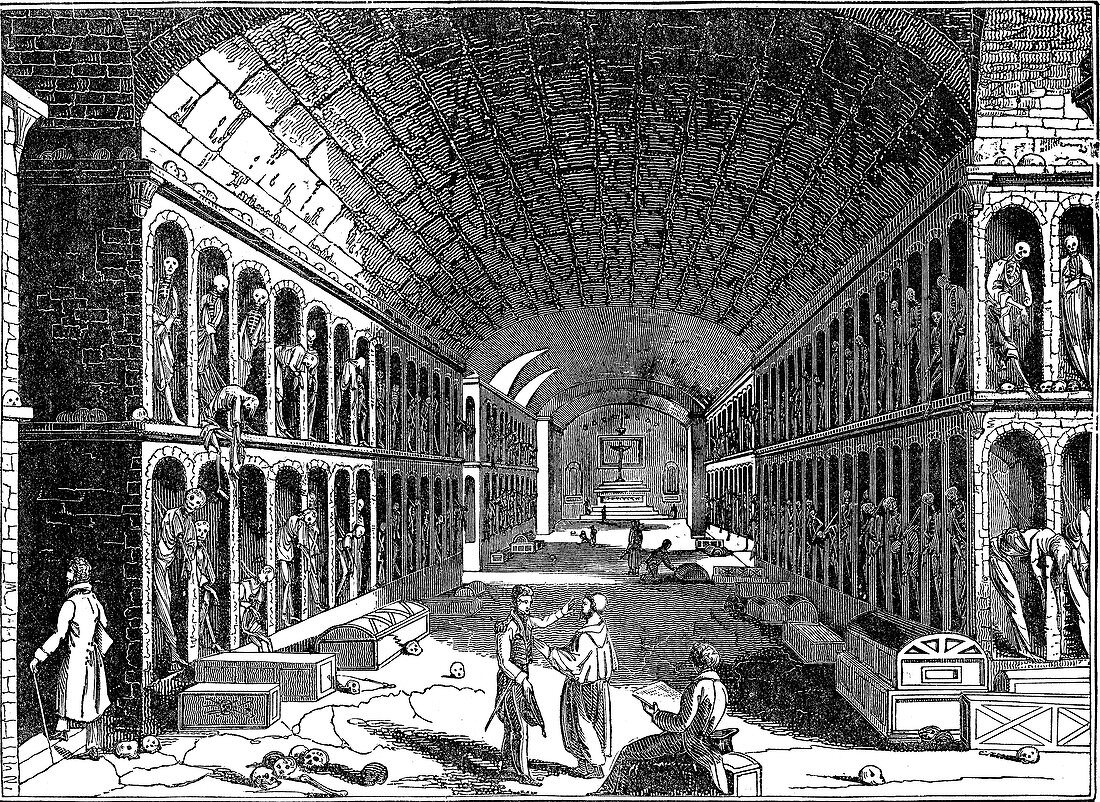 Catacomb of the Capuchin convent, Palermo, Sicily, 1833