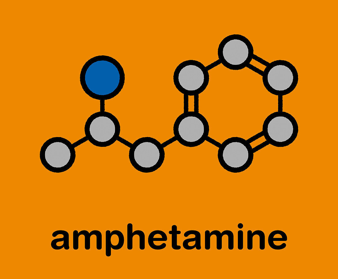 Amphetamine stimulant drug molecule