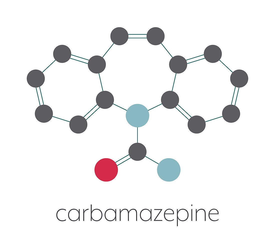 Carbamazepine anticonvulsant drug molecule