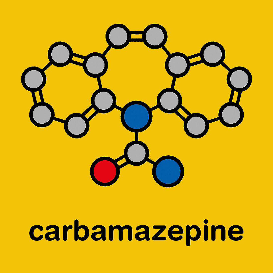 Carbamazepine anticonvulsant drug molecule