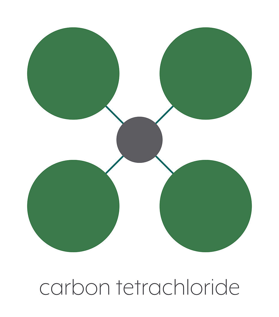Carbon tetrachloride or tetrachloromethane solvent molecule
