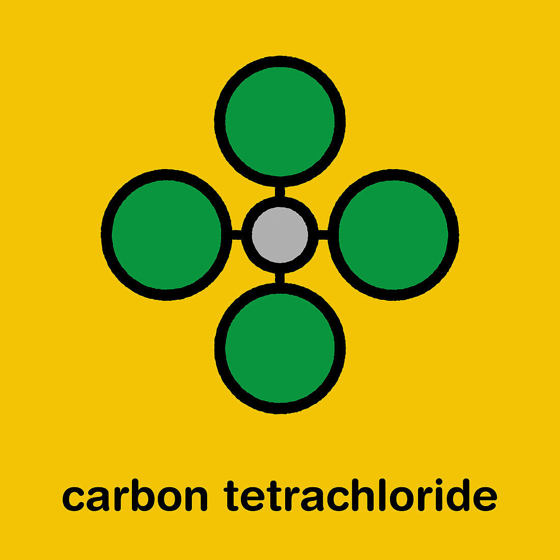 Carbon tetrachloride or tetrachloromethane solvent molecule