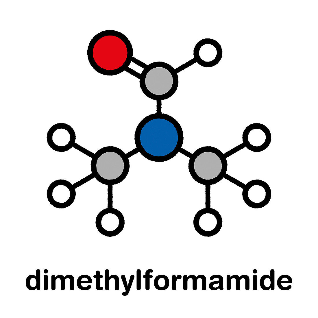 Dimethylformamide chemical solvent molecule