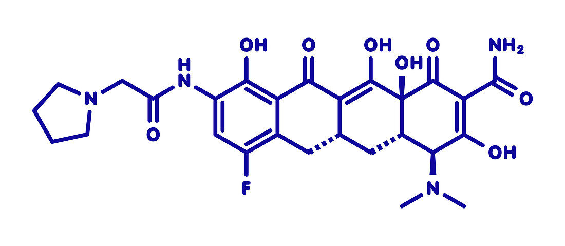 Eravacycline antibiotic drug molecule