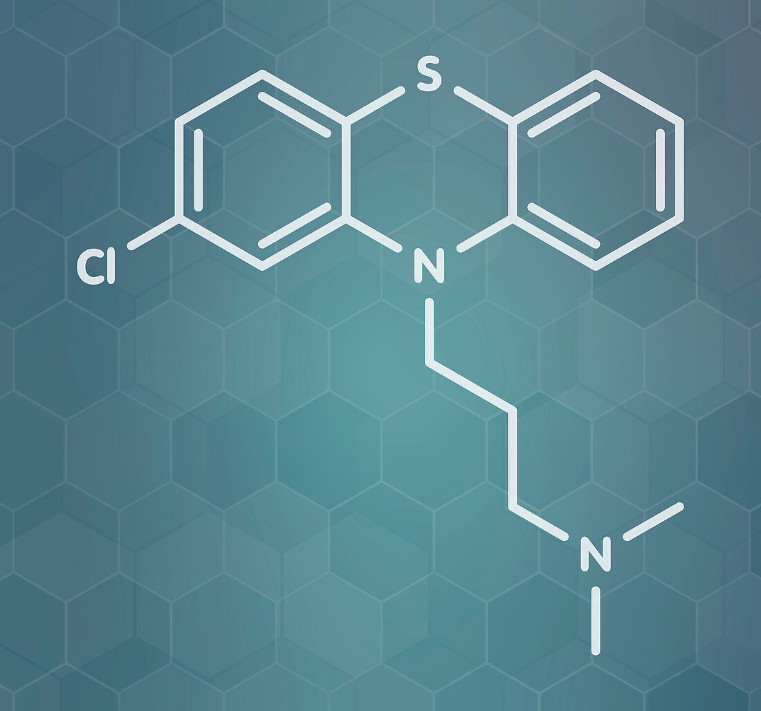 Chlorpromazine antipsychotic drug molecule