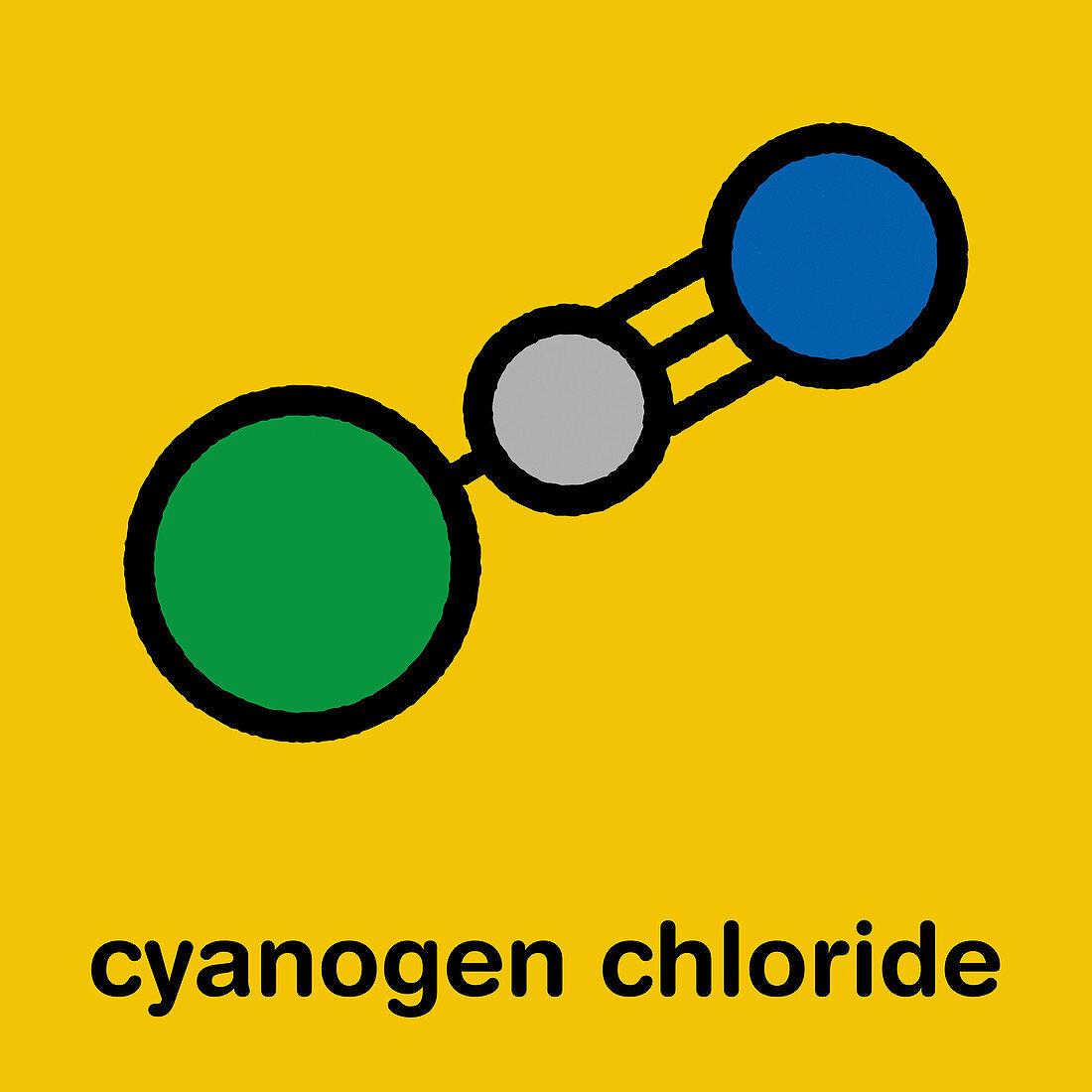 Cyanogen chloride toxic gas molecule