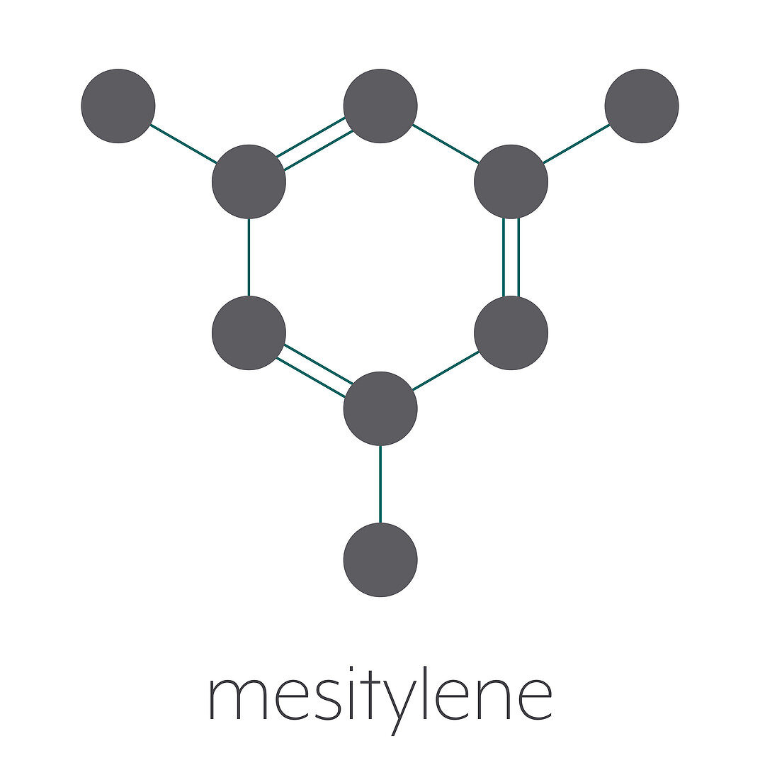 Mesitylene aromatic hydrocarbon molecule