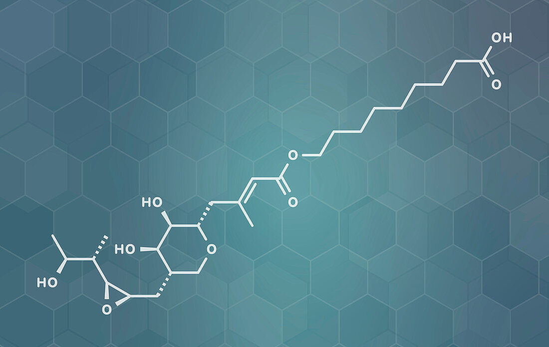 Mupirocin antibiotic drug molecule