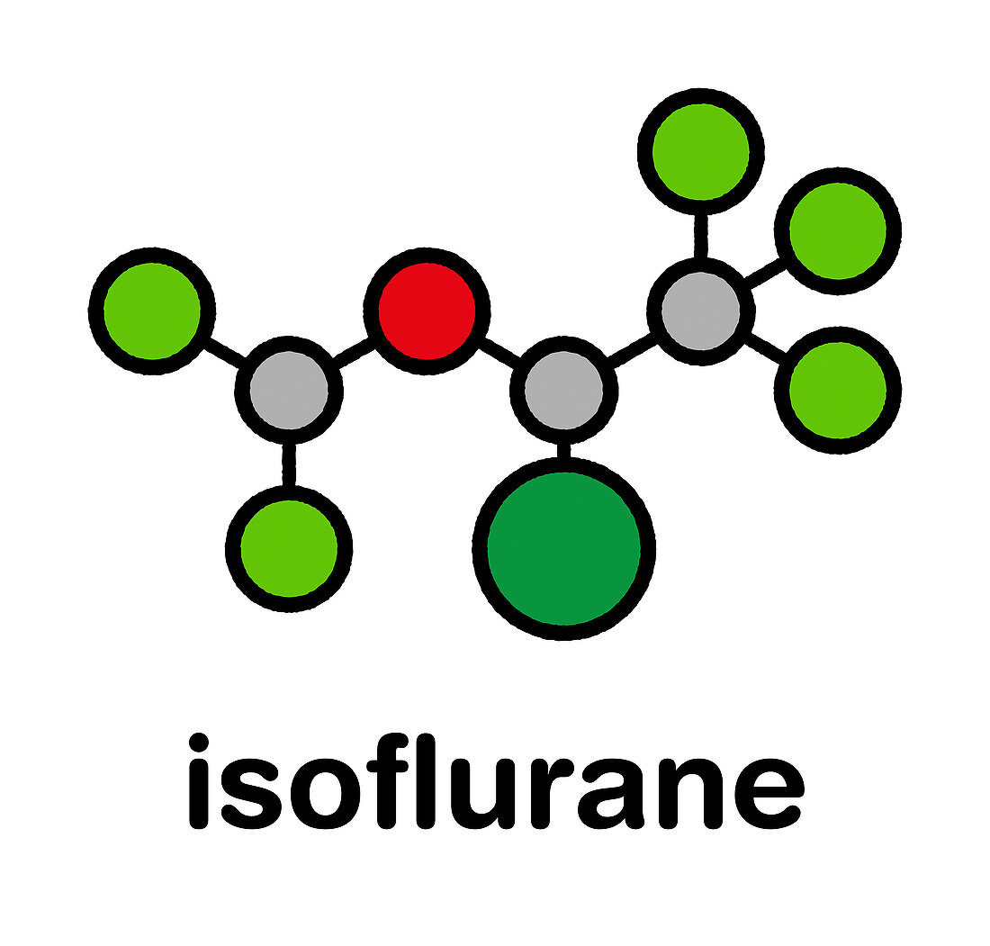 Isoflurane anesthetic drug molecule