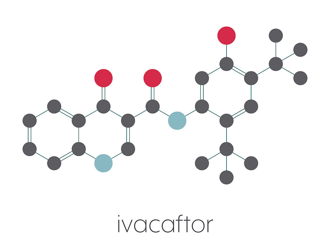 Ivacaftor cystic fibrosis drug molecule