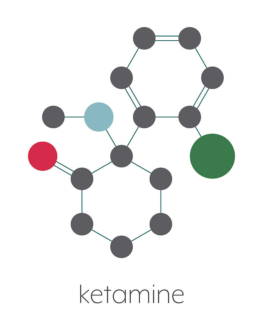 Ketamine anesthetic drug molecule