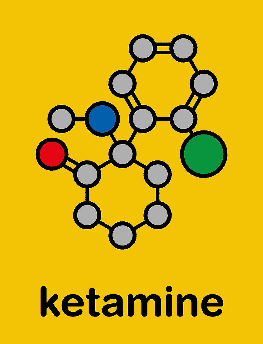 Ketamine anesthetic drug molecule